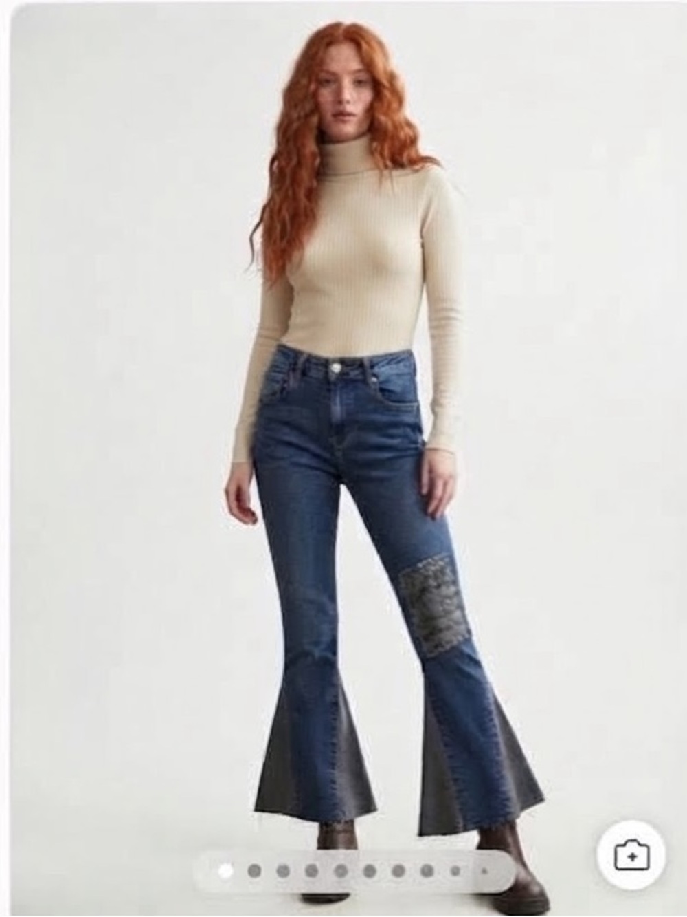 BONGO Dark Blue Flared Patchwork Jeans Vintage size